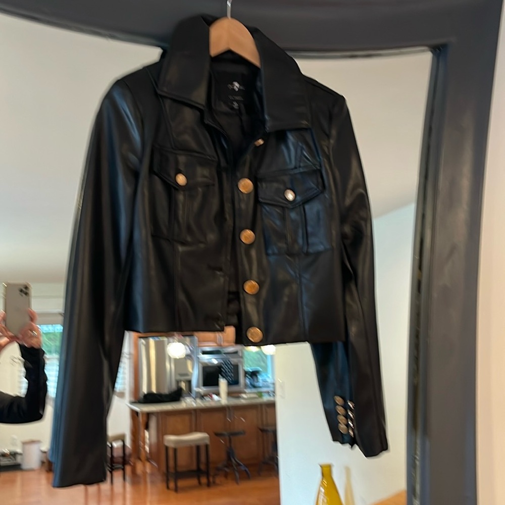 7 for all mankind faux leather jacket